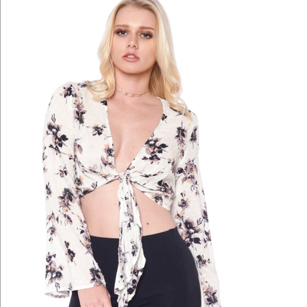 Front tie floral blouse